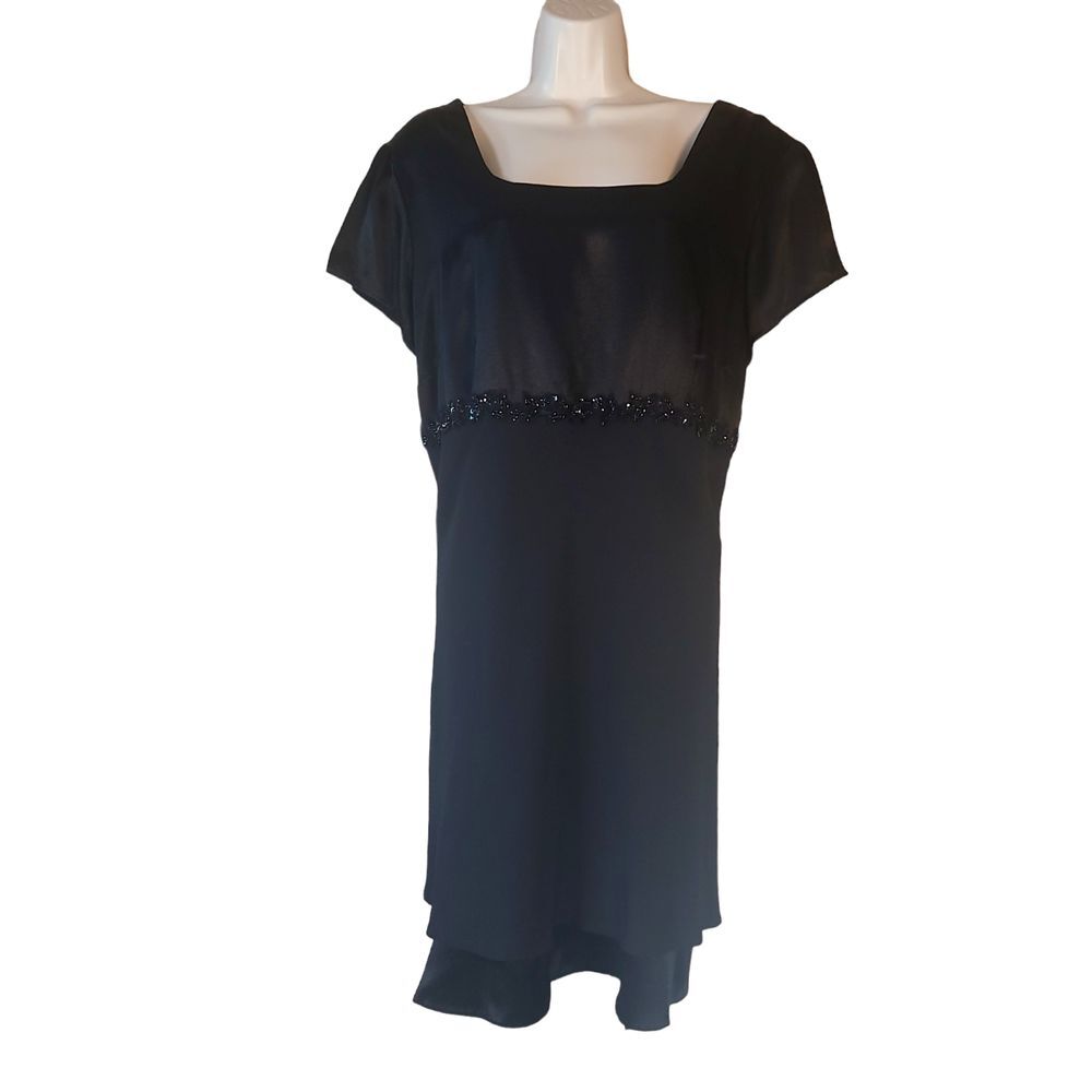 VTG Jessica McClintock‎ Gunne Sax Dress Black Beaded Sequin Plus Size 18W USA